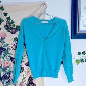Small •• ZARA •• Blue Cardigan Button Up Sweater ••
